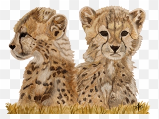 Cheetah Cubs Round Beach Towel - Cub Cheetah For Drawing Png,Cheetah Transparent