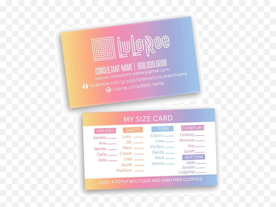 Lularoe Printed Business Cards Make Your Own - Lularoe Png,Lularoe Logo Png