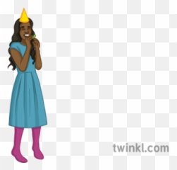 Teenage Girl With Party Blower French People Celebrate Secondary - For Women png