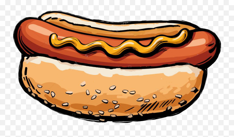 Hot Dog Ketchup And Mustard Clipart - Hot Dog Sketch Png,Transparent Hot Dog