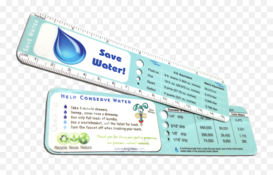 Custom Water Ruler Learning Tool With Saving Tips Drip Gauge - Nutrition Facts Label Png,Water Drip Png