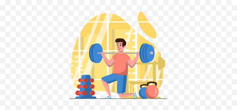 Best Premium Man Lifting Weights In Gym Illustration - Exercise Png,Lifting Weights Icon