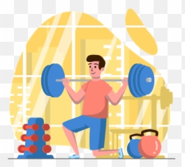 Best Premium Man Lifting Weights Gym Illustration - Exercise png