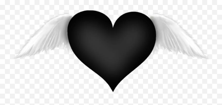 Free Black Heart Transparent Background - Black Heart With Wings Png Hd,Black Heart Transparent