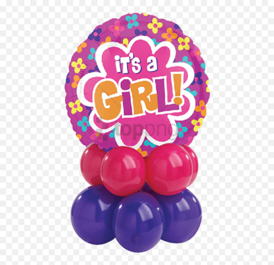 Download Hd Free Png Pink Balloons Its A Girl Image With - Portable Network Graphics,Birthday Girl Png