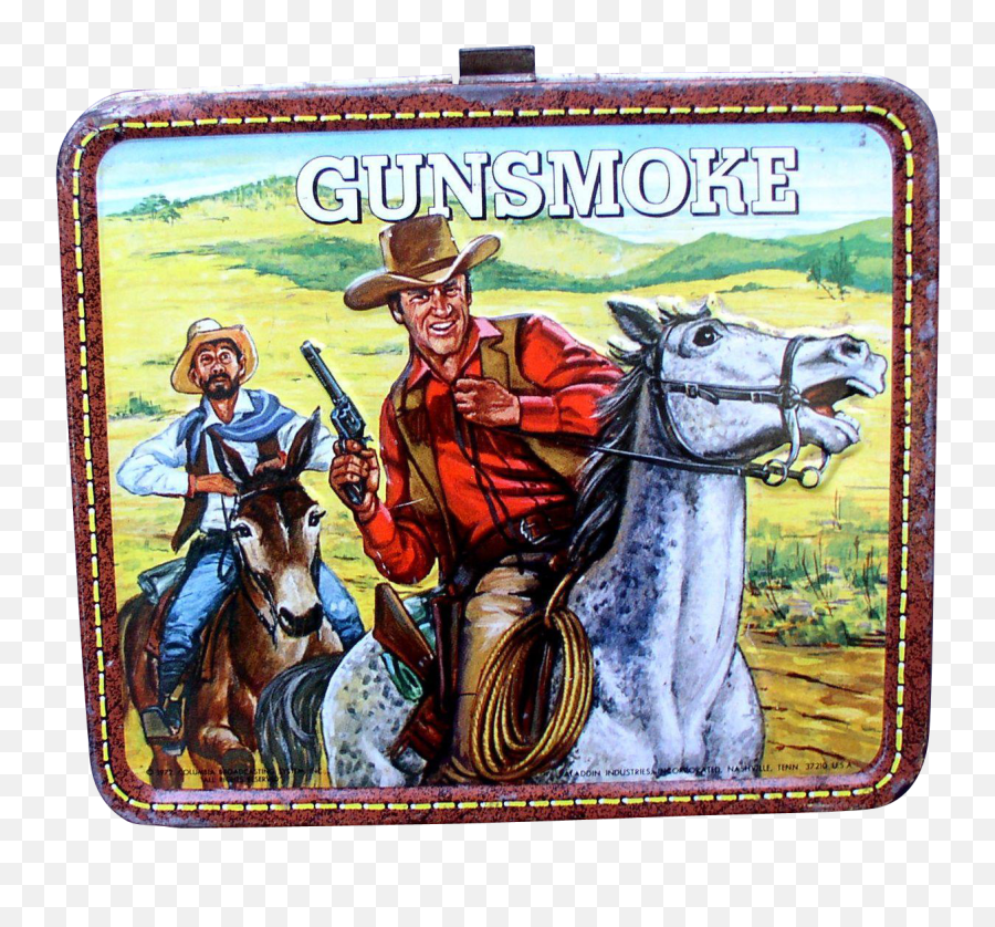 Gunsmoke Tv Show 1972 Metal Lunchbox Vintage Lunch Boxes - Vintage Gunsmoke Lunch Box Png,Gun Smoke Png
