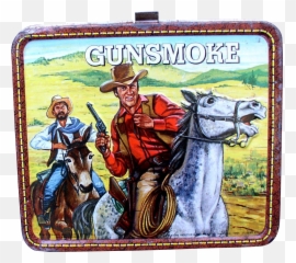 Gunsmoke Tv Show 1972 Metal Lunchbox Vintage Lunch Boxes - Vintage Gunsmoke Lunch Box Png,Gun Smoke Png