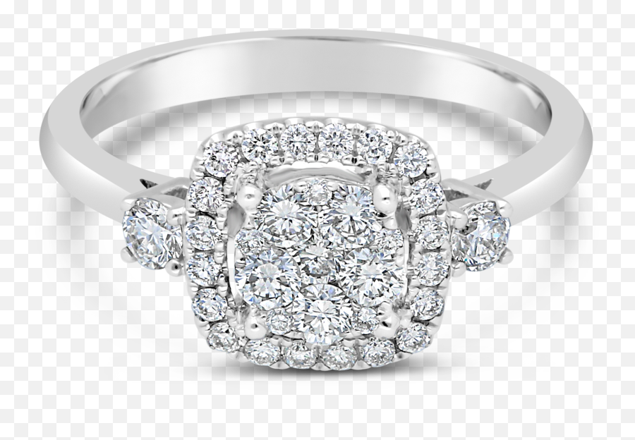 18ct White Gold Square Shape 063ct Diamond Cluster Ring - Engagement Ring Png,Gold Square Png