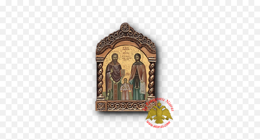 Antique Style Saint Raphael Icon With Church Frame - Religious Item Png,Art Frame Icon