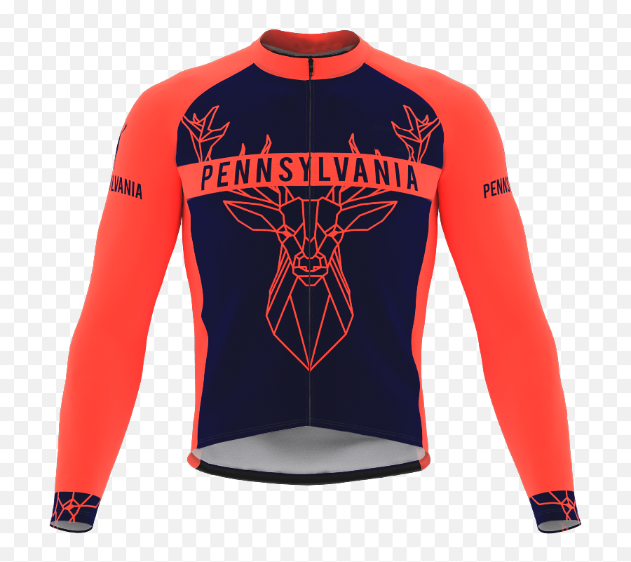 Thermal Long Sleeve Cycling Jersey Pennsylvania Usa State Icon Landmark Identity Men And Women - Long Sleeve Png,Men And Women Icon