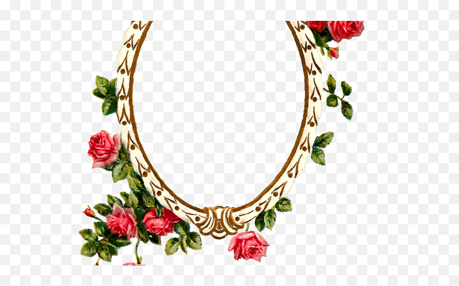 Pink Rose Clipart Birthday - Flower Oval Frame Png,Oval Frame Png