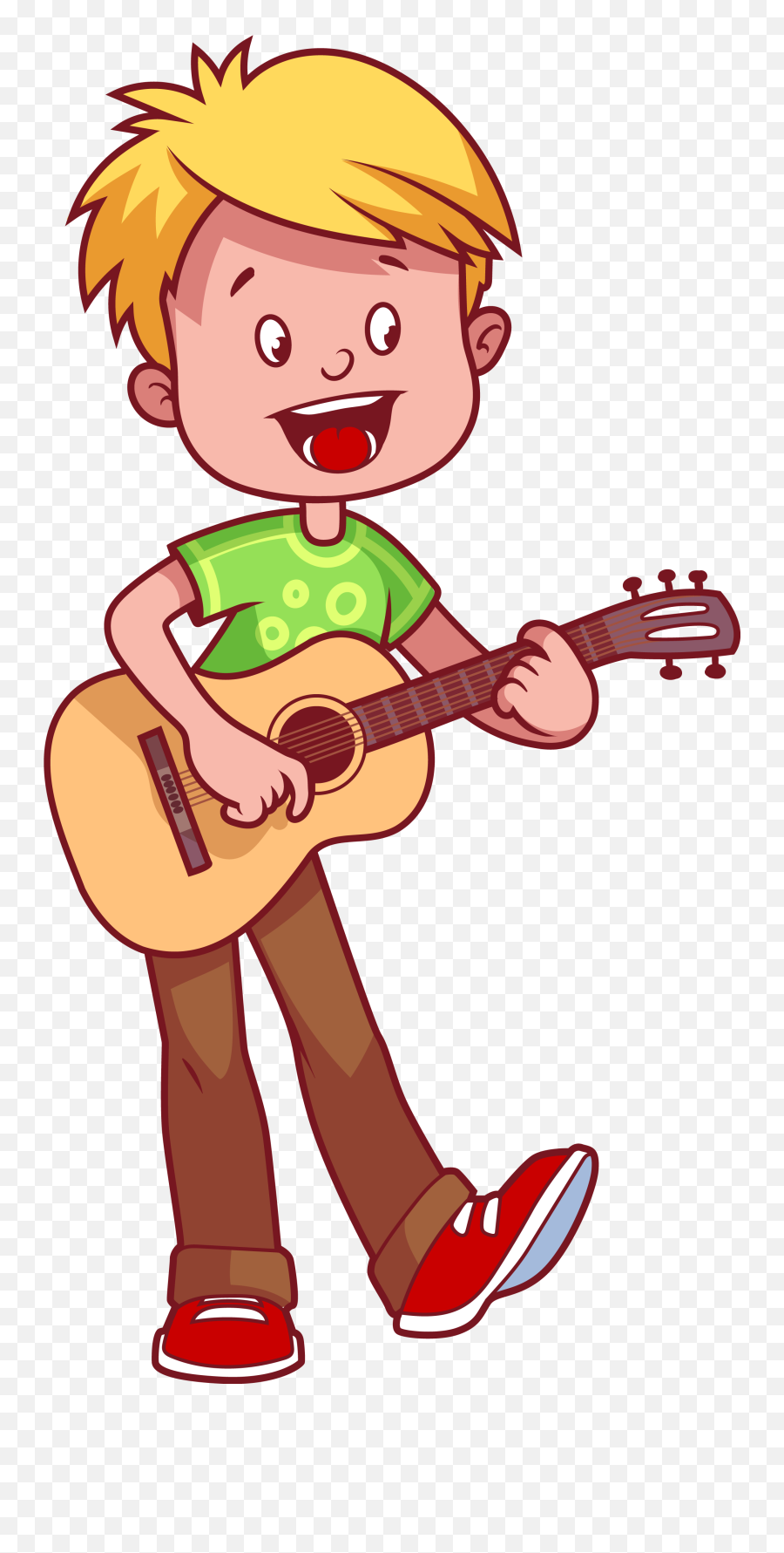 Download Guitar Playing Cartoon Illustration Children Free - Playing The Guitar Clipart Png,Children Playing Png