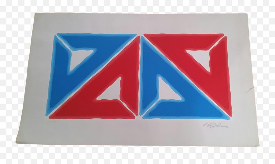 1970s Nobu Fukui Op Art Triangles Print - Horizontal Png,Red And White Triangle Logo