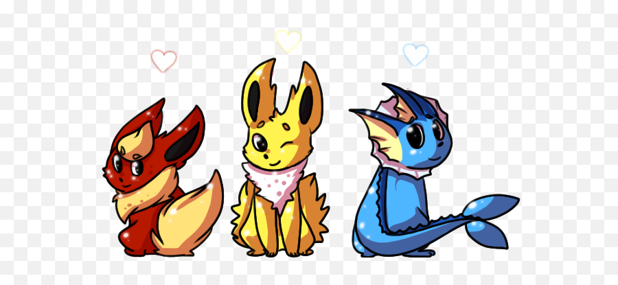 Flareon Jolteon Vaporeon By Heart - Monitor Cartoon Fictional Character Png,Vaporeon Transparent