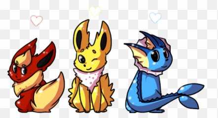 Flareon Jolteon Vaporeon By Heart - Monitor Cartoon Fictional Character Png,Vaporeon Transparent