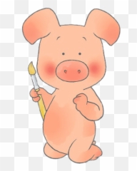 Wibbly Pig Holding A Paint Brush - Domestic png