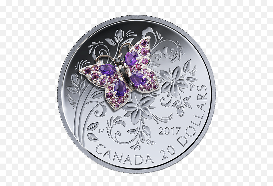 Butterfly - Bejeweled Bugs 2017 1 Oz Pure Silver Coin Royal Canadian Mint Canadian Mint Butterfly Coin Png,Bejeweled Icon