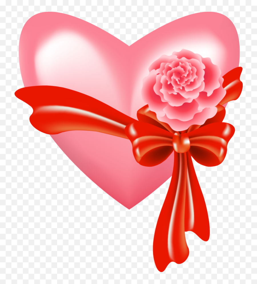 Download Pink Heart With Rose And Bow - Herz Lieb Png Full Pink Heart Rose Clipart,Rose Heart Png