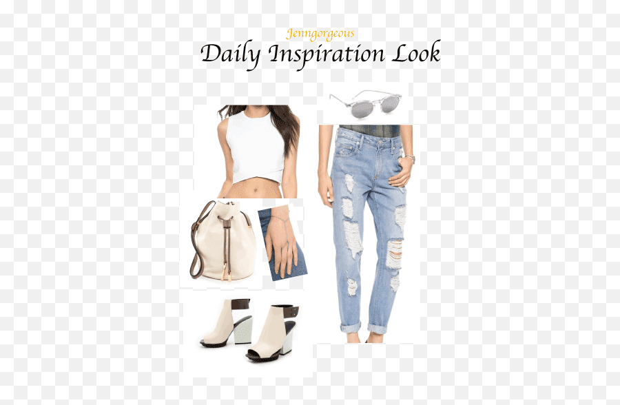 Daily Inspiration Outfit Look - Ripped Jeans Jenngorgeous Girl Png,Ripped Jeans Png