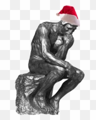 Download Hd Santathinker1 - Thinker Santa Transparent Png Thinker Statue Santa Hat,The Thinker Png