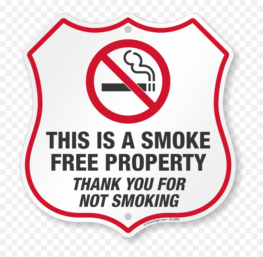 This Is A Smoke Free Property Sign Shield Shape Sku K2 - 5091 Smoking Ban In Workplace Png,No Smoking Logo