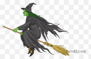 Witch Flying - Twinkl Cartoon Png,Broomstick Png