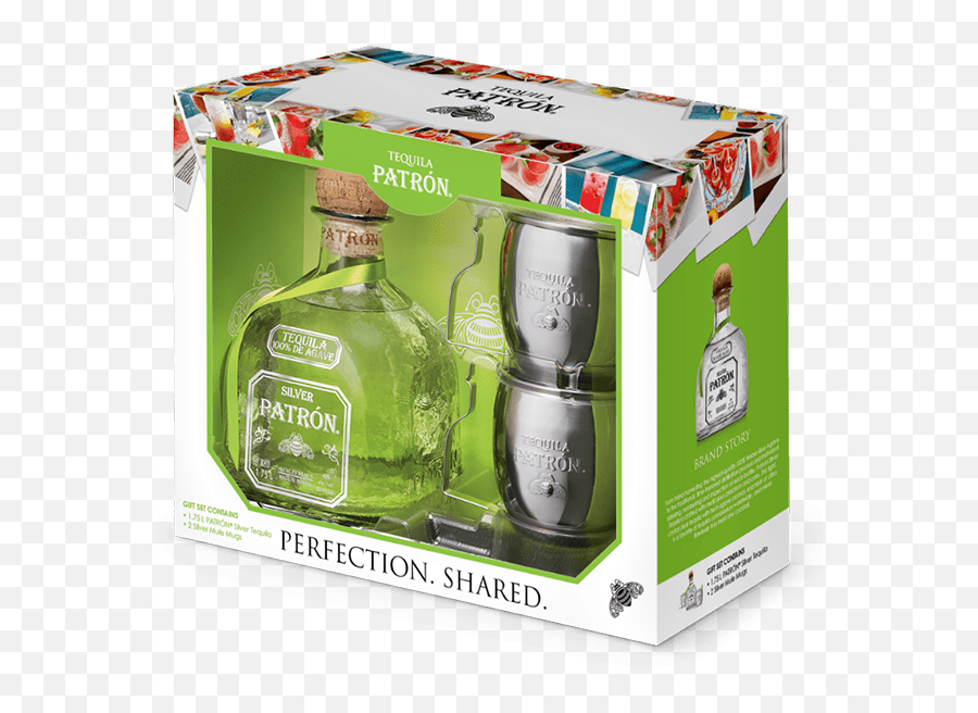You Can Get A Pátron Tequila Set Complete With Couple Of - Patron Silver With 2 Mule Mugs Png,Patron Bottle Png
