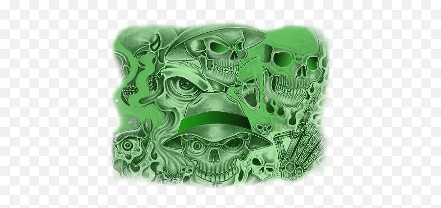 Green Ghost Skulls Psd Official Psds - Lowrider Arte Black And White Png,Skulls Transparent