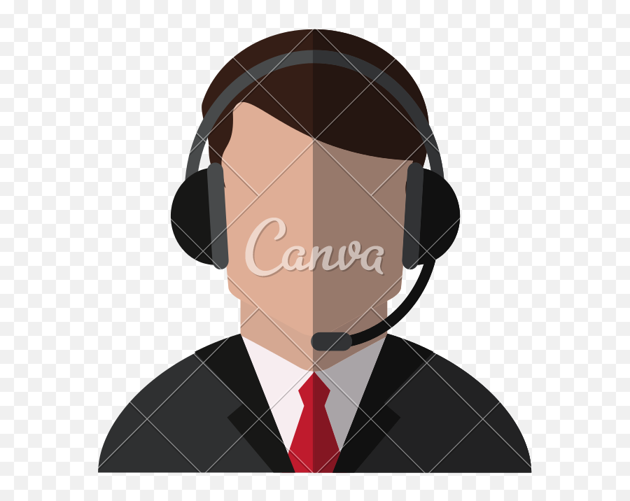 Download Faceless Wearing Headset Icon - Canva Png Image Headphones Icon With Person,Headset Icon Png