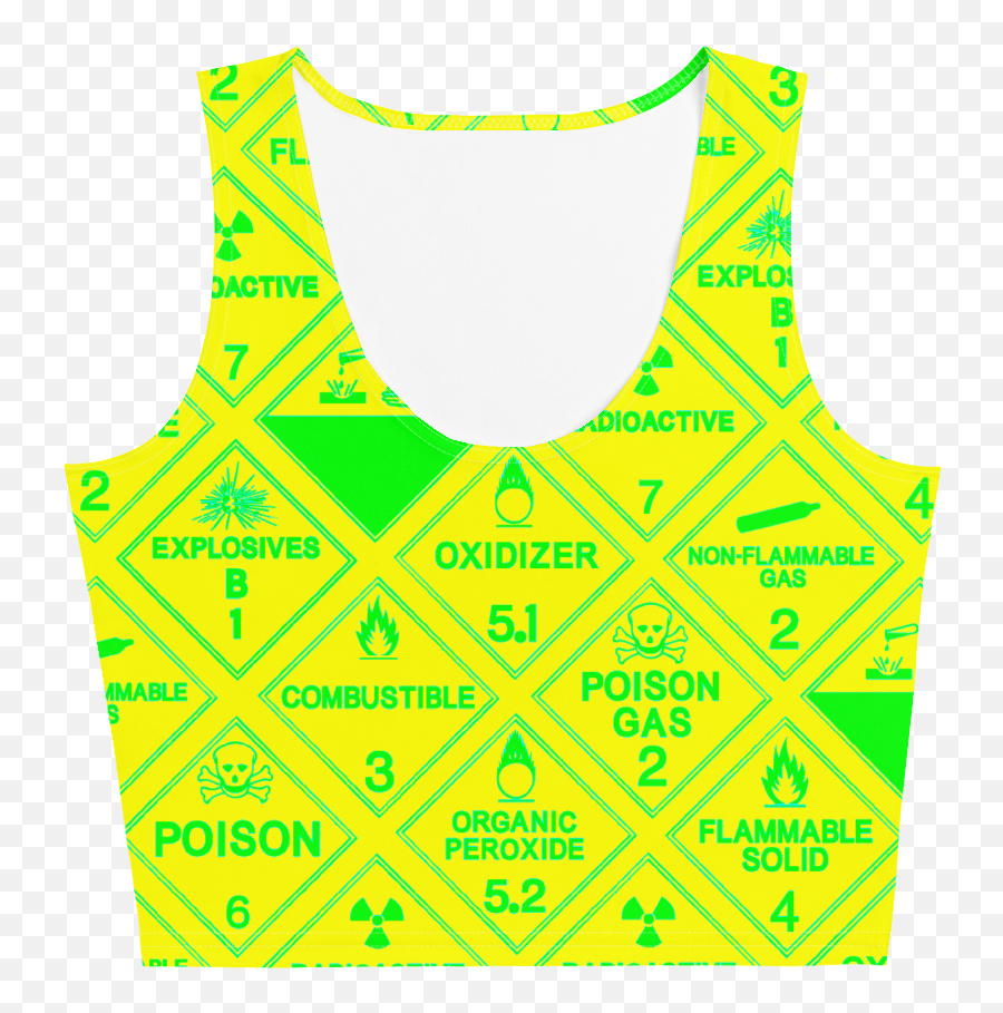 Yellow Warning Sign Crop Tank Sold By Toxic Raver Party - Sleeveless Png,Yellow Warning Icon