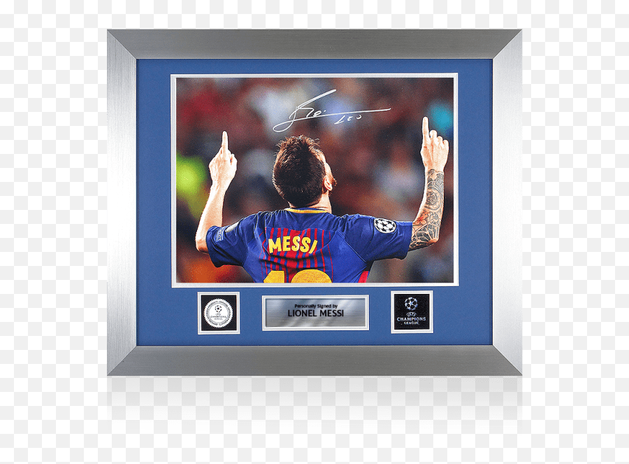 Lionel Messi Official Uefa Champions League Signed And Framed Barcelona Photo God - Given Talent 2005 Uefa Champions League Final Png,Messi Transparent