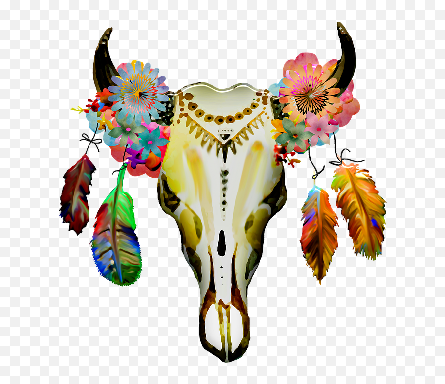 Boho Watercolor Tribal Skull - Watercolor Tribal Png,Boho Png