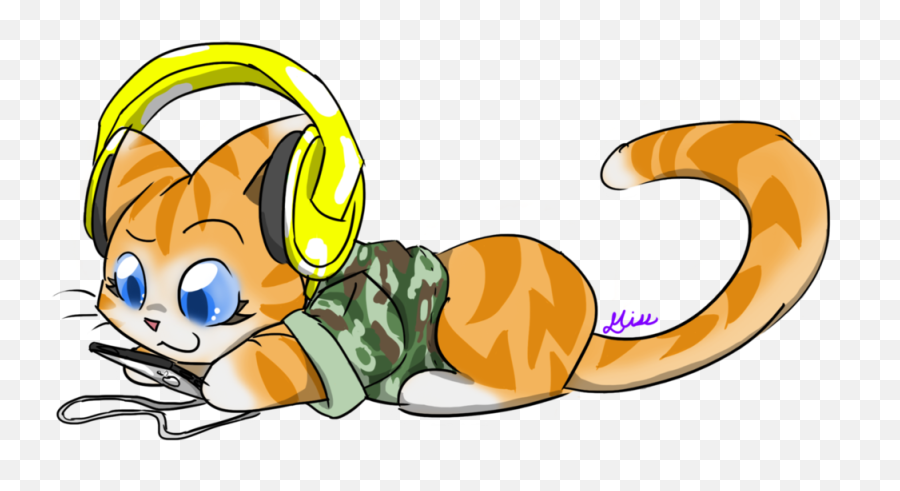 Music Clipart - Listening Music Clipartr Png,Funny Cat Png