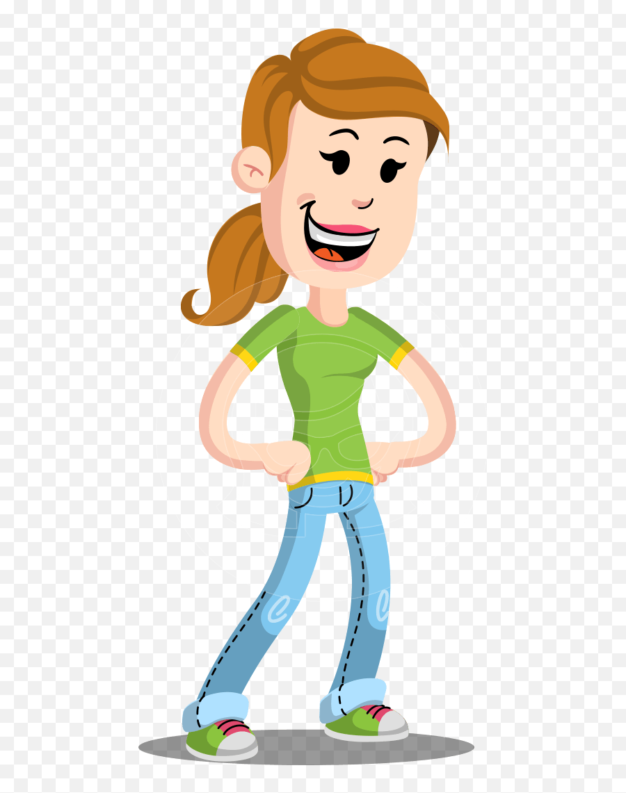 Simple Style Casual Girl Cartoon Vector Character