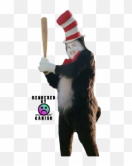 Cat In The Hat Bat Png - Cat With A Bat Meme Costume Hat Fictional Character