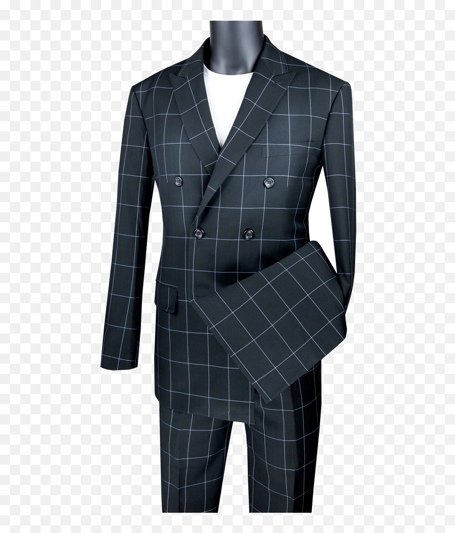 Vinci Modern Fit Two - Piece Doublebreasted Window Pane Suit In Black Mdw1b Myzeil Png,Window Pane Png