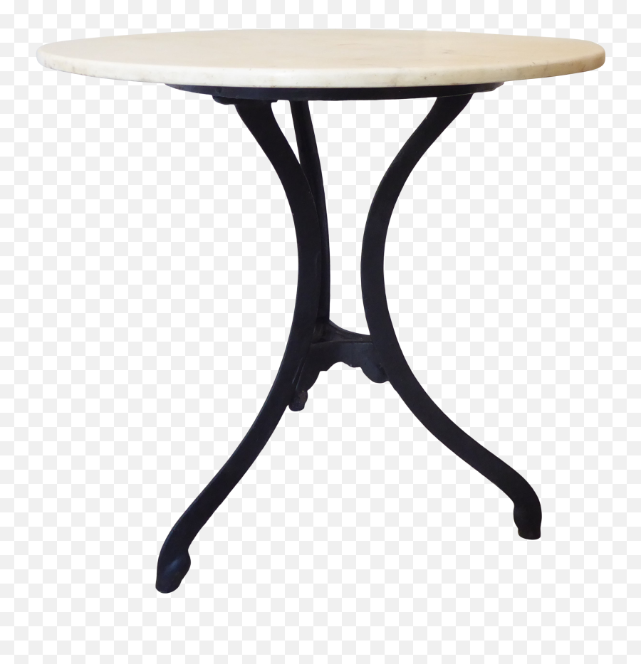 Vintage Black Iron White Marble Top Cafe Table - Outdoor Table Png,Cafe Table Png