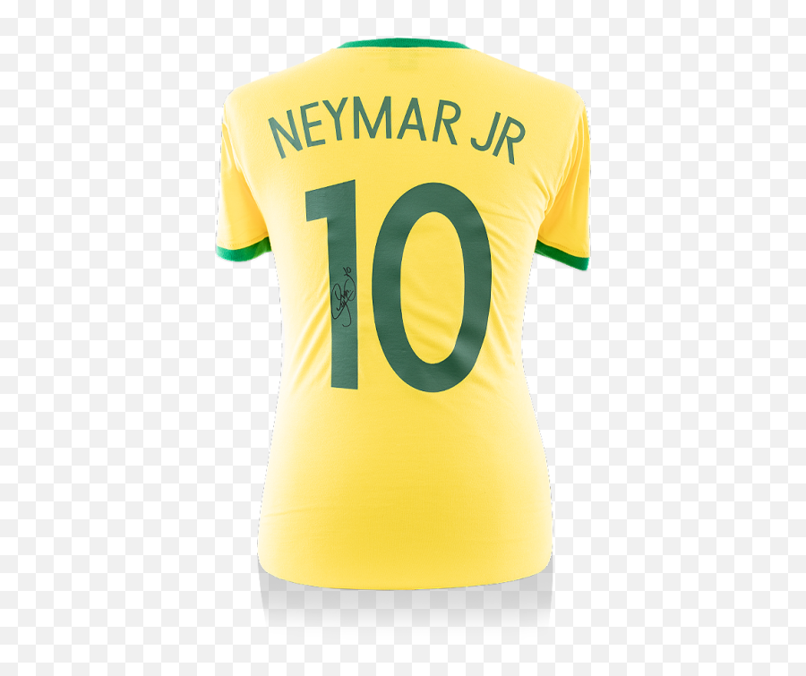 Neymar Jr Back Signed Retro Brazil Shirt With Fan Style Numbers - Short Sleeve Png,Style Icon Arnold