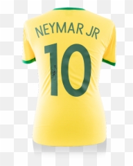 Neymar Jr Back Signed Retro Brazil Shirt With Fan Style Numbers - Short Sleeve png