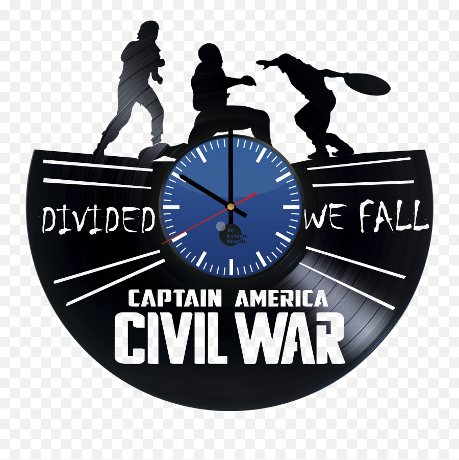 Iron Man Y Capitan America Heroes Unidos Handmade Vinyl Record Wall Clock Fan Gift - Logos And Uniforms Of The New York Giants Png,Capitan America Logo