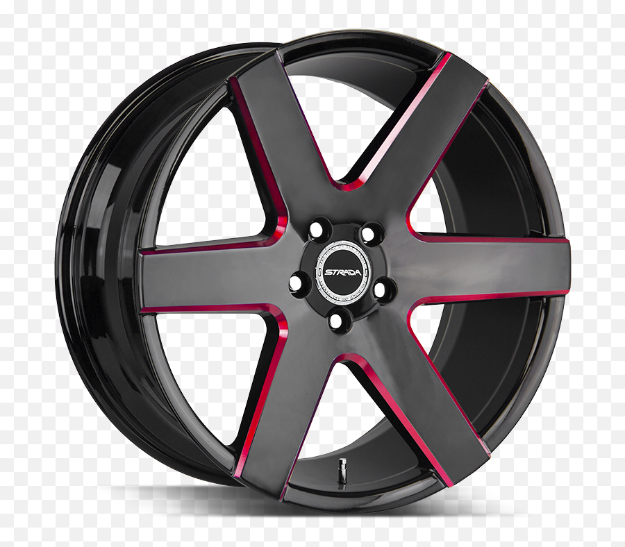 Strada Coda 22x95 Gloss Black Candy Red Milled Custom Wheel - 5x1397 Bolt Pattern 24mm Offset Strada Coda Red Png,Tc Icon Replacement Stock