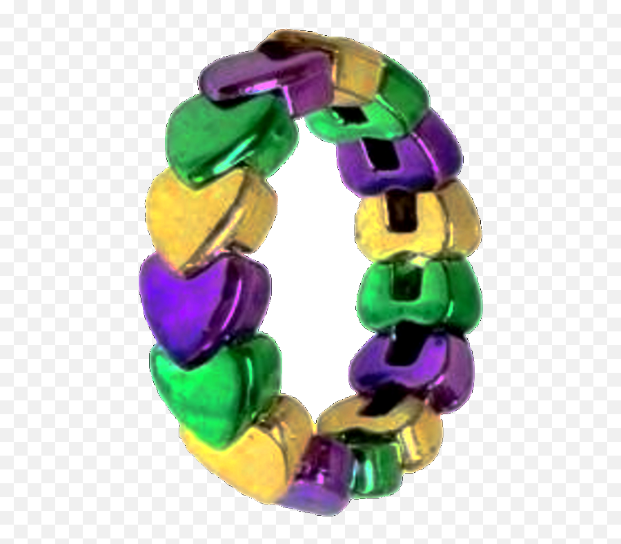 Bracelet - Mardi Gras Heart Purple Green And Gold Bracelet Png,Mardi Gras Beads Png
