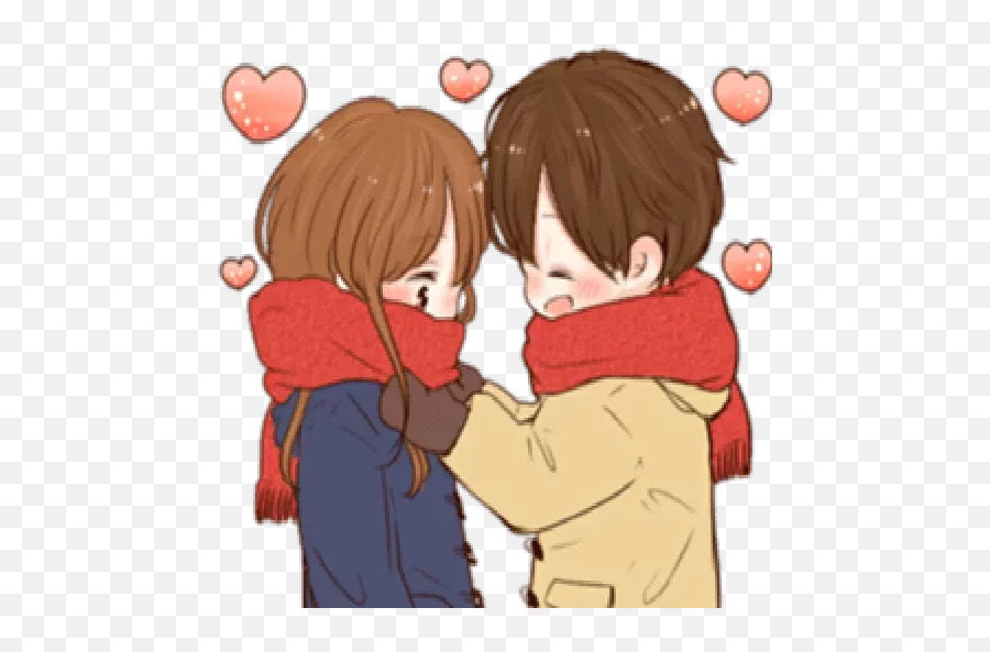 Couple Anime Sticker For Whatsapp - Romantic Couple In Love Sticker Png,Anime Couple Transparent