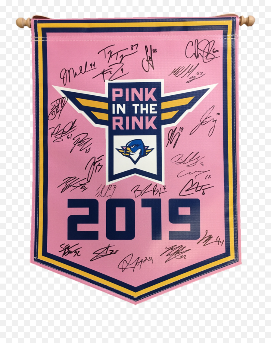 2018 - 19 Team Signed Pink In The Rink Banner Vertical Png,Pink Banner Png