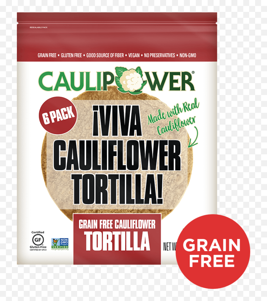 Grain Free Cauliflower Tortillas Glutenfree Product Label Png Non - gmo Icon