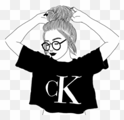 Tumblr Girl Tumblrgirl Black Chica - Easy Girls Drawing png
