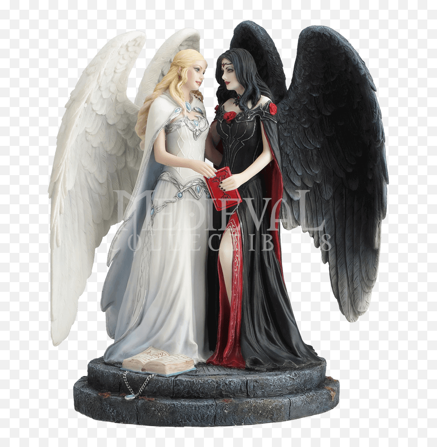 Download Dark And Light Angel Statue - Angel Figurines Png,Angel Statue Png