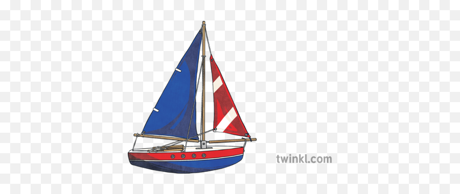 Red And Blue Boat Illustration - Twinkl Sail Png,Sail Boat Png