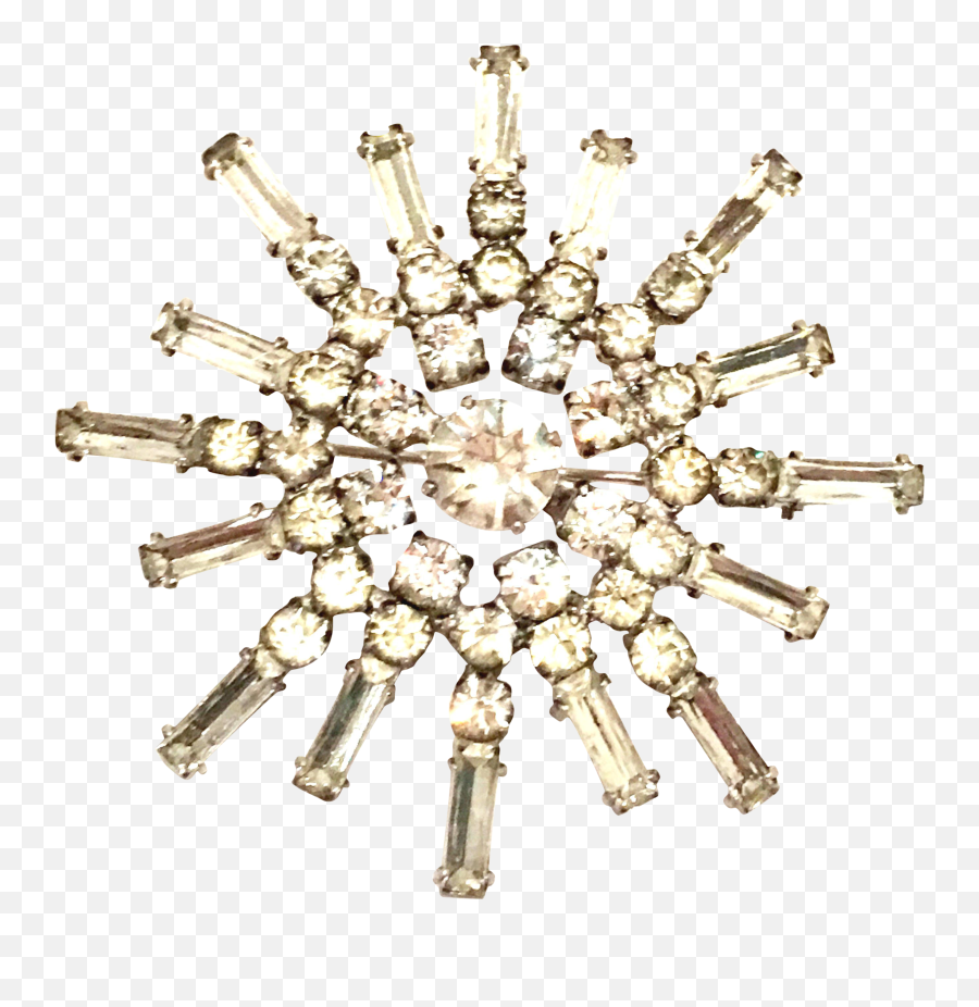 1940s Sterling Silver U0026 Austrian Crystal Clear Starburst Brooch - Signed Body Jewelry Png,Starburst Png Transparent