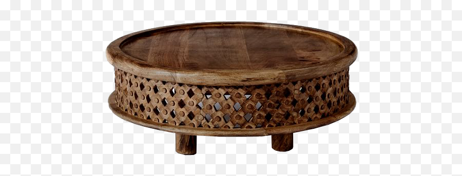 Carved Wood Coffee Table Cafe - Carved Mango Wood Coffee Table Png,Cafe Table Png